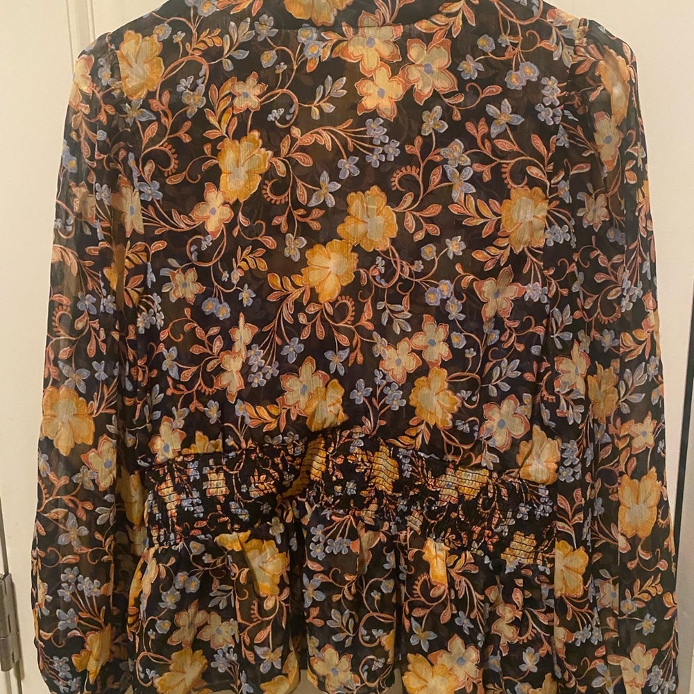 Old Navy Floral Blouse - Yellow, Blue-Size L - Picture 2 of 4